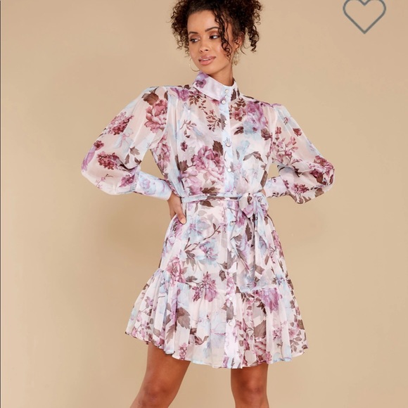 Red Dress Floral Mini Dress - Picture 2 of 7